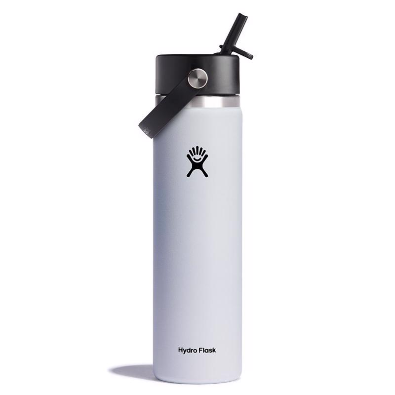 Hydro Flask 24 oz Wide Mouth Straw Lid White