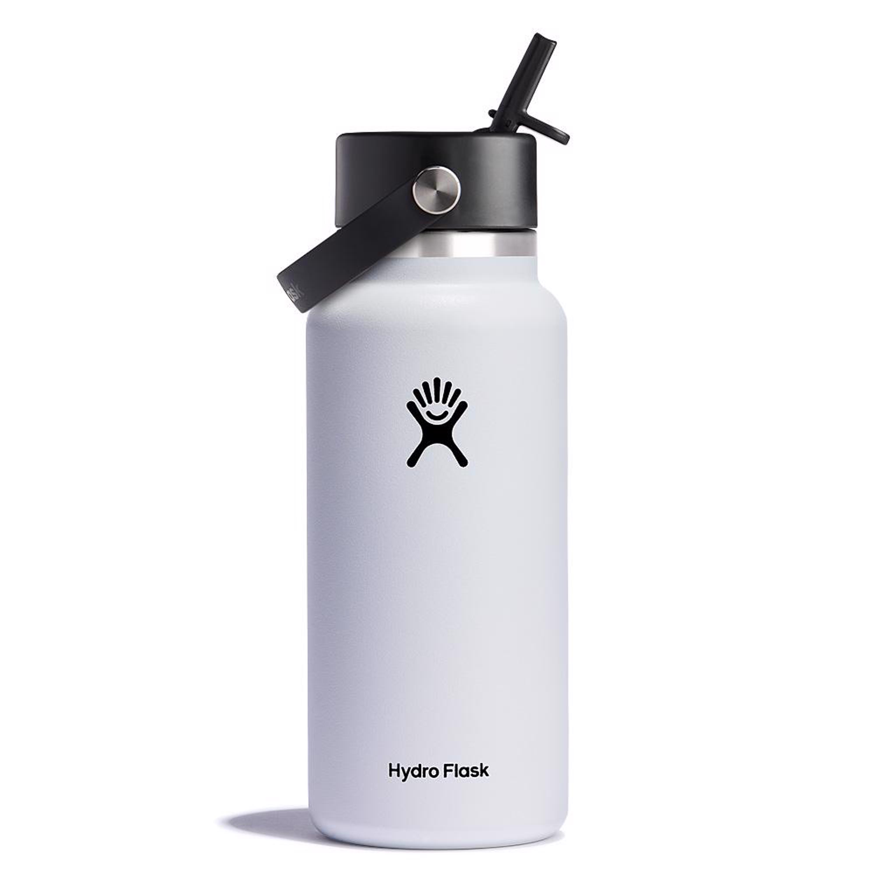 ThermoFlask Wide Mouth Straw Lid White 40 Oz