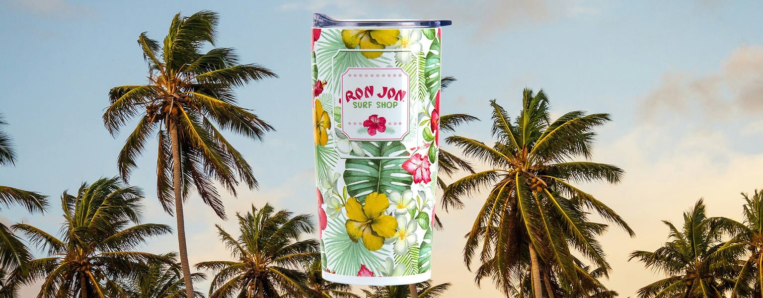 Jamboree tumbler with a palm tree background