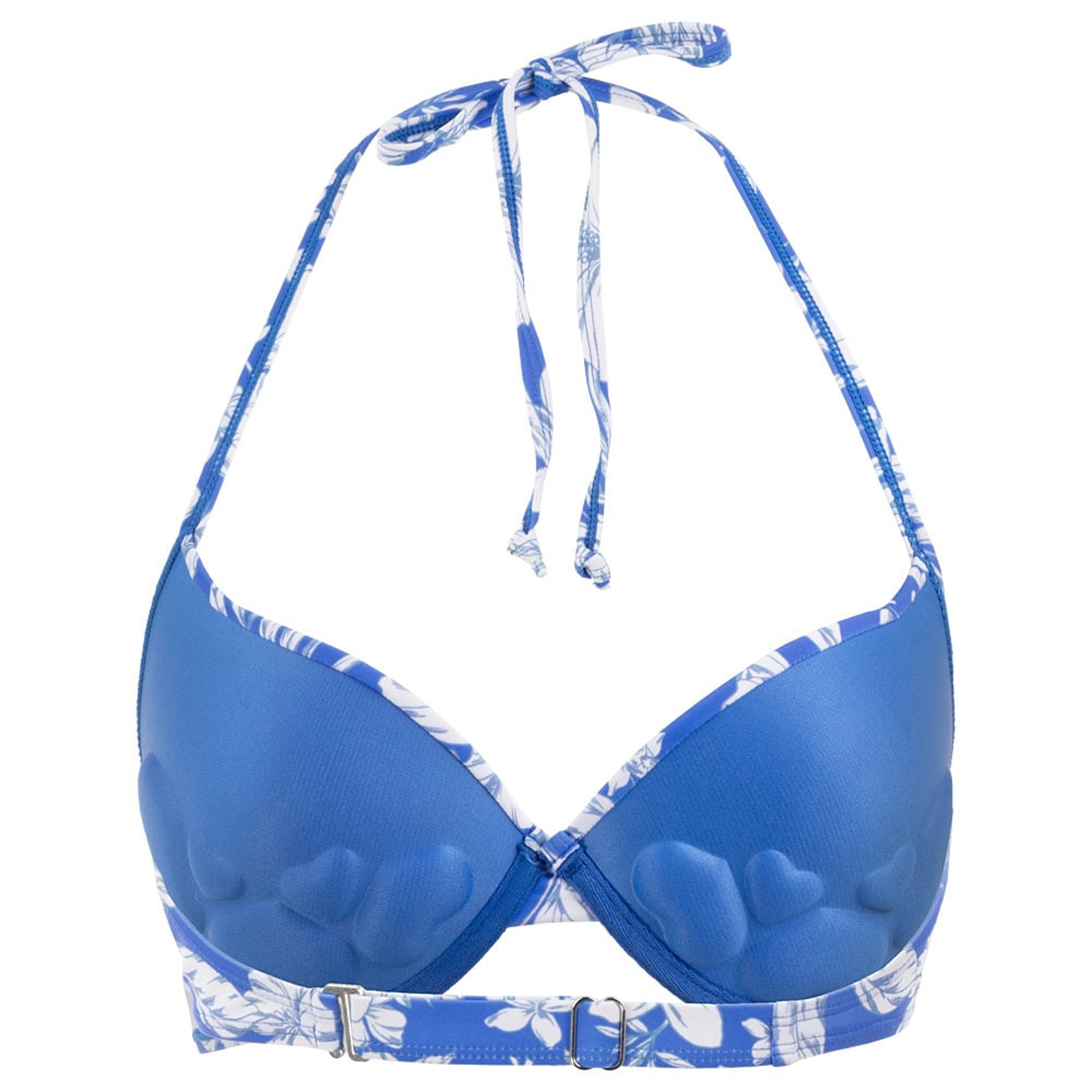 New Girl Order handkerchief bikini top in blue and yellow swirl print