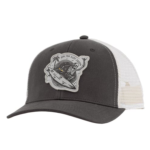 Joe's Surf Shop Light Grey with Leather Surfing Bear Patch Mesh Trucker Hat  