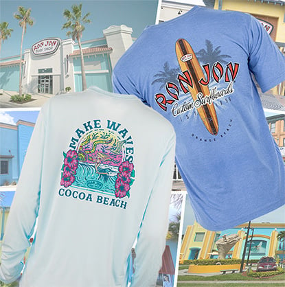 store location branded items featuring Orange Beach, AL and Cocoa Beach, FL