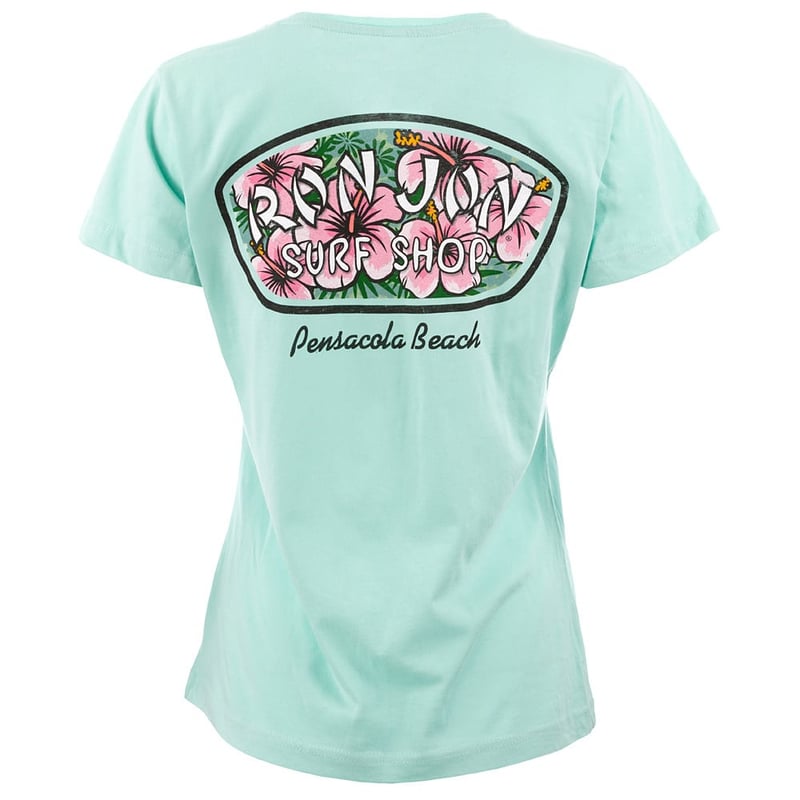 Ron Jon Women's Pensacola Beach FL Distressed Hibiscus Badge Tee | Ron ...