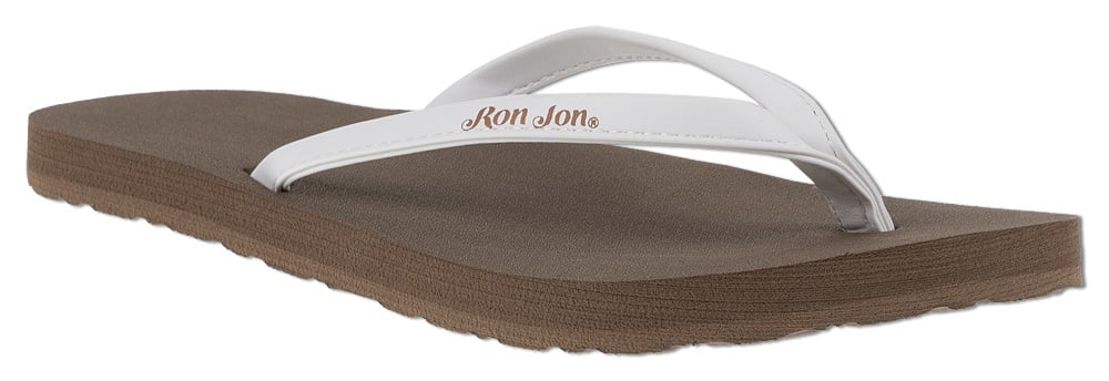 Ron Jon Women s White and Brown Thin Strap Sandal Ron Jon Surf Shop