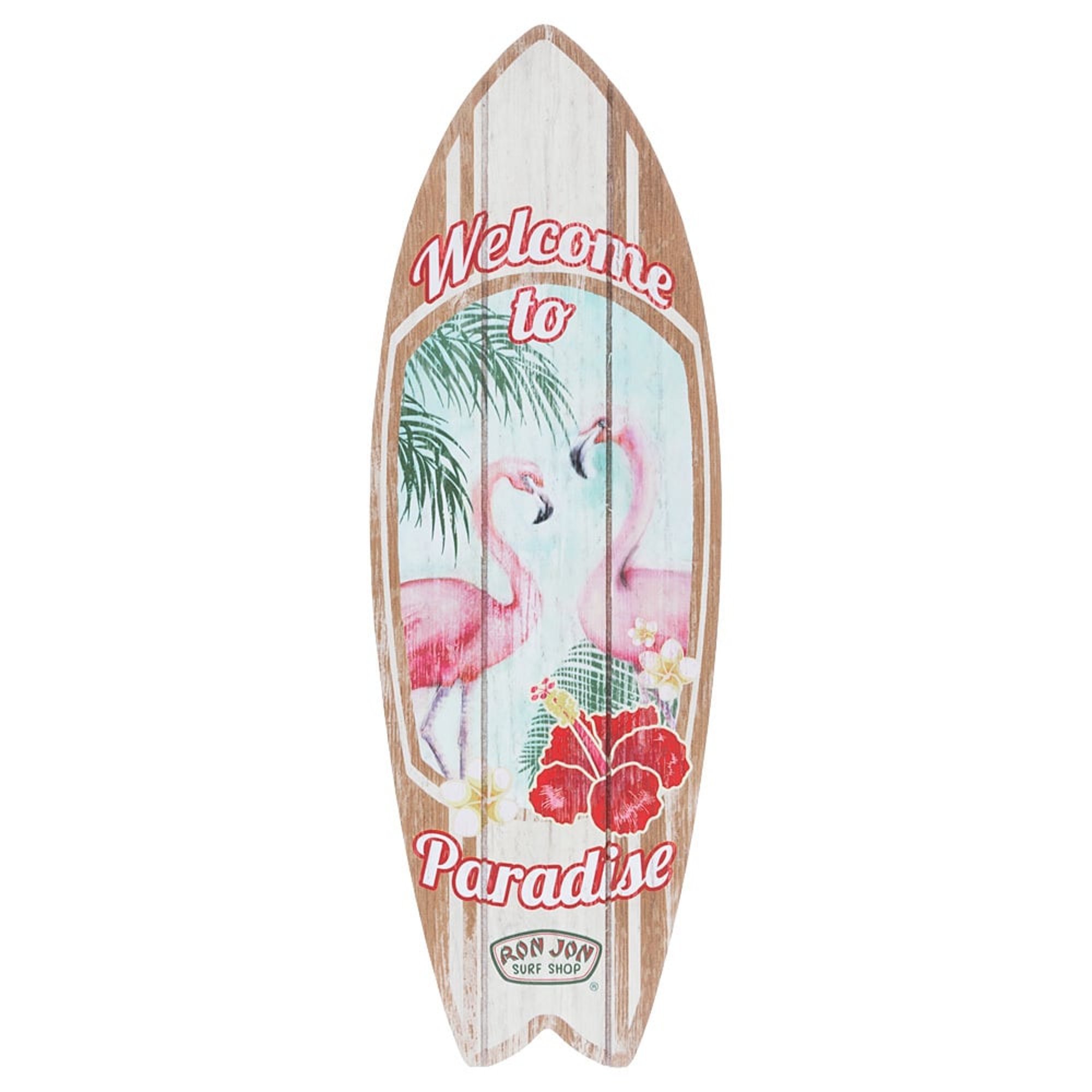 Ron Jon Surfboard With Flamingos Wooden Sign | Ron Jon Surf Shop