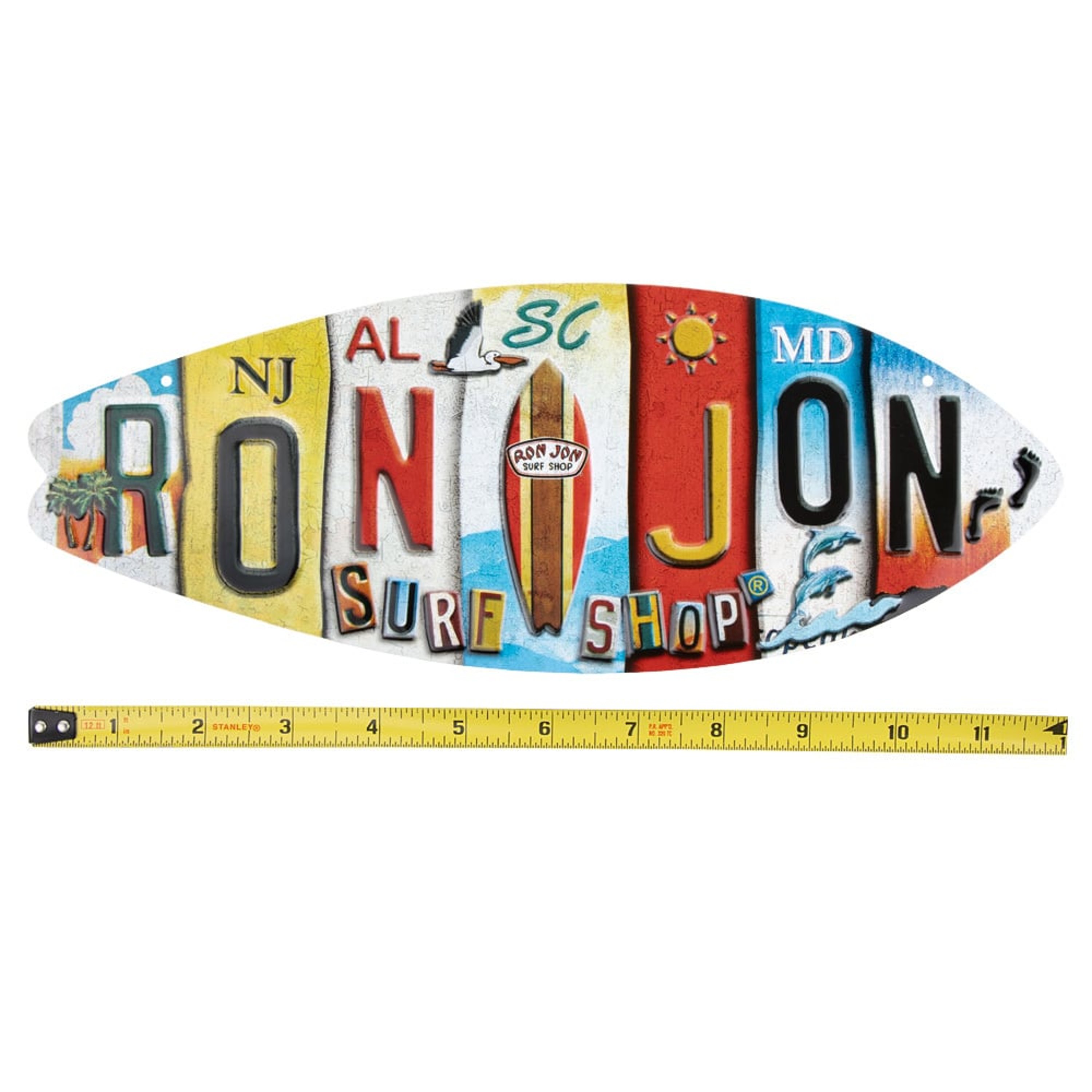 Ron Jon Metal License Plate Surfboard Sign | Ron Jon Surf Shop